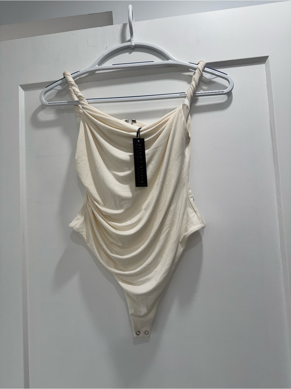 ALICE+OLIVIA BY STASEY BENDET cream                   cowl-neck bodysuit. M. NWT